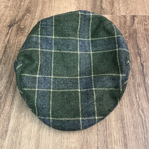 The Quiet Man Irish Flat Cap Green and Gray Wool Plaid